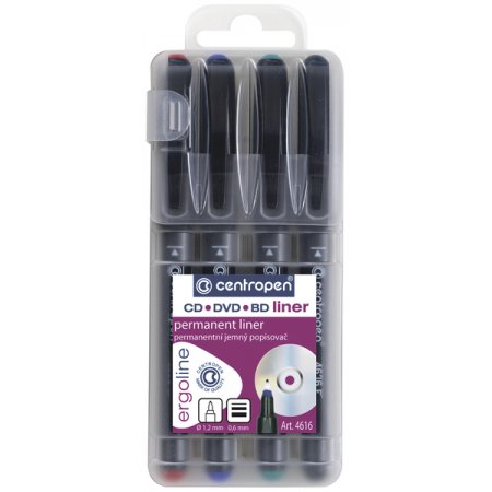Permanentní popisovač Centropen 4616 na CD a DVD, sada 4ks, obr. 1