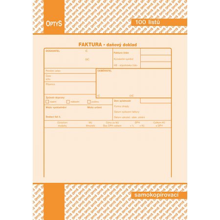 Faktura A5, samopropisovací, 100 listů, obr. 1