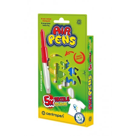 foukací fixy na textil, centropen 1539, sada 5 barev