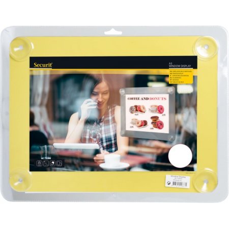 Informační rámeček na sklo A3, žlutý, obr. 1