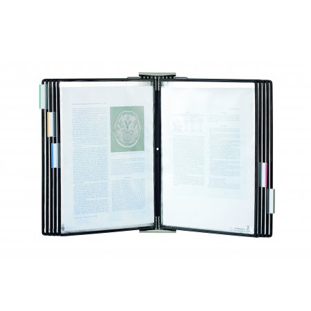 Sterifold - nástěnný nerezový držák, antibakteriální, 10 kapes A4, otevřené shora, černé