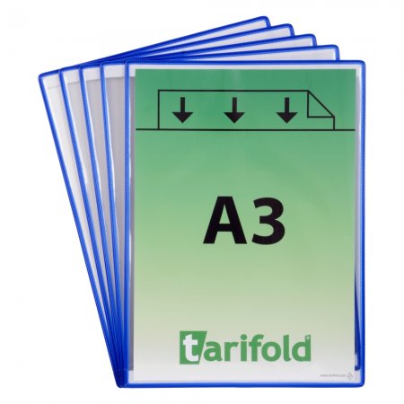 ochranné kapsy samolepicí, A3, otevřené na krátké straně, nepermanentní, modré - 5 ks