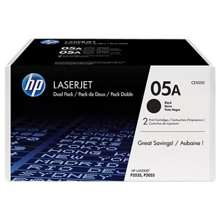 HP tisková kazeta černá velká, CE505D - 2 pack originální