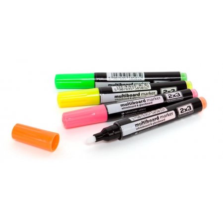 Sada fluorescentních popisovačů na skleněné tabule-4 ks