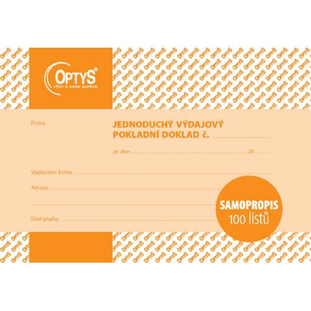 Výdajový doklad A6, jednoduchý, samopropisovací, 100 listů, obr. 1