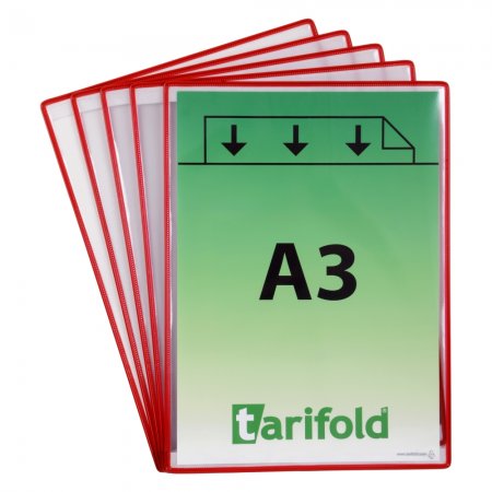 ochranné kapsy samolepicí, A3, otevřené na krátké straně, nepermanentní, červené - 5 ks