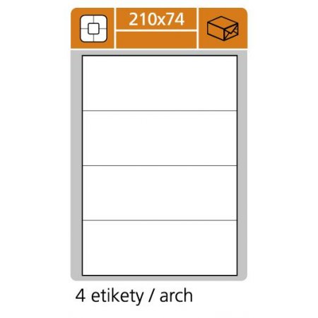 Samolepící etikety pro laserový a inkoustový tisk 210 x 74 mm