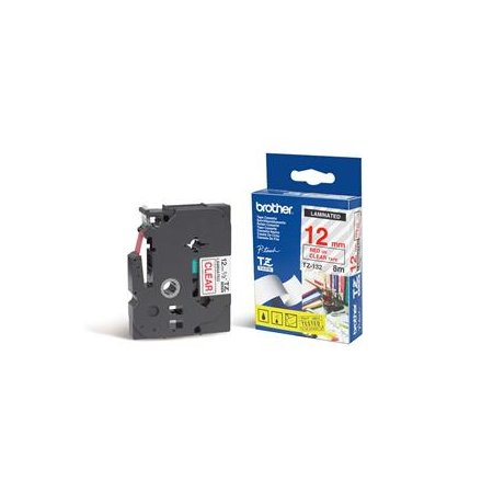 TZE-132,  průsvitná/červená, 12mm originální