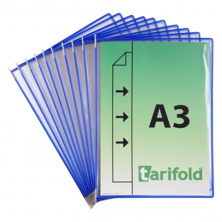 kapsy s úchyty, A3 na výšku, otevřené bokem, modré - 10 ks