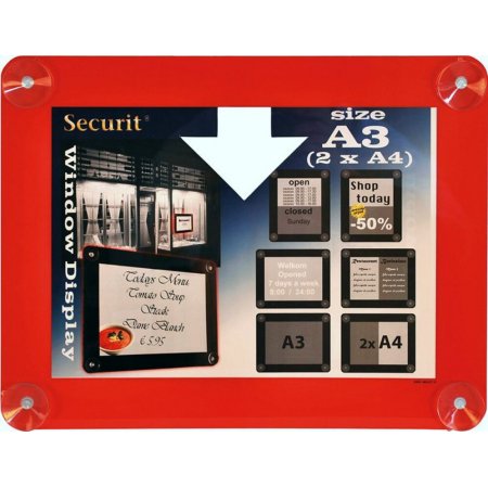 Informační rámeček na sklo A3, červený, obr. 1