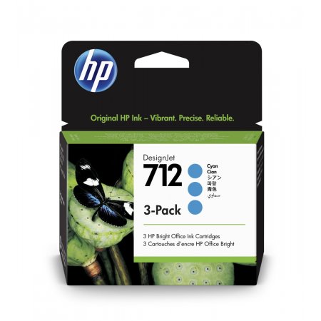 HP 712 Ink. náplň azurová, trojbalení; 3ED77A originál