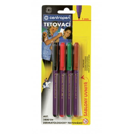 Popisovač na kůži, Centropen 2880, sada 4 popisovačů a šablon, obr. 1